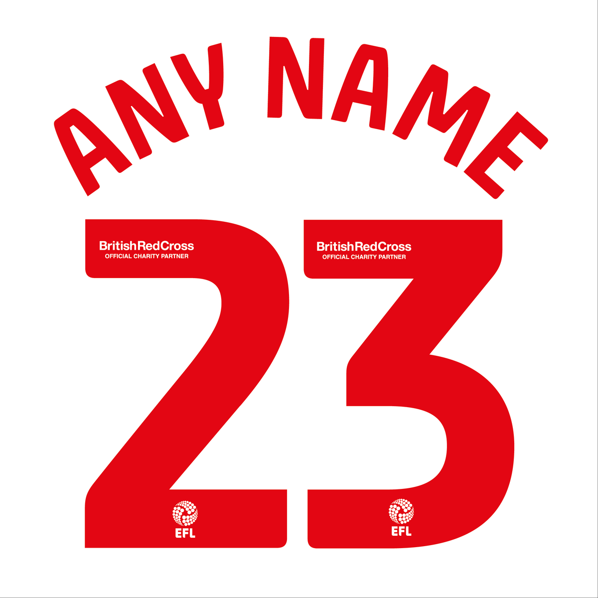 EFL Nameset 2022-2023 British Red Cross ANY NAME/NUMBER