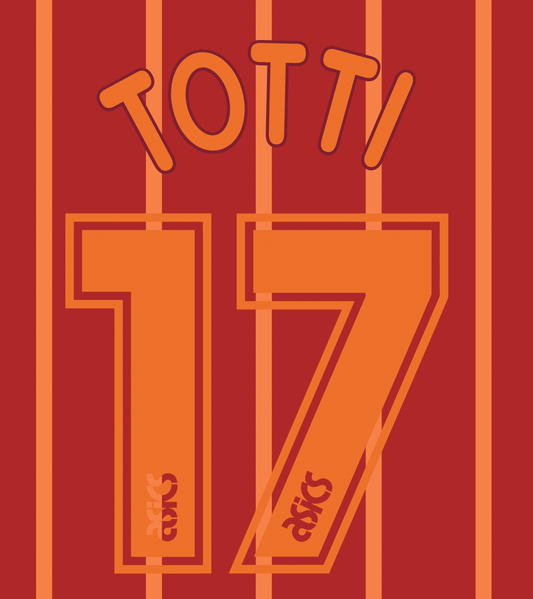 AS Roma 1996-97 Name Set Home Shirt ANY NUMBER Flock Totti M L Football Asics