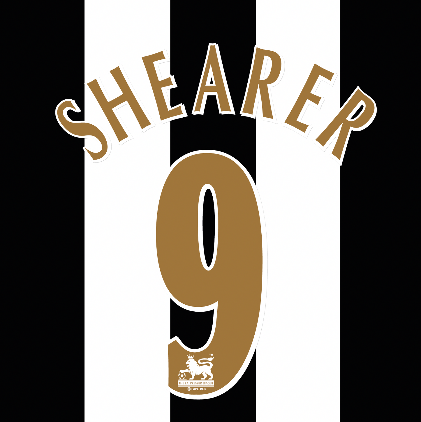 SHEARER 9 Newcastle United 2005-07 Home Shirt Nameset Gold flock