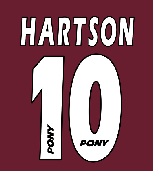 West Ham United Name Set 1995-97 Home Shirt ANY NAME/NUMBER Flock Pony M L XL