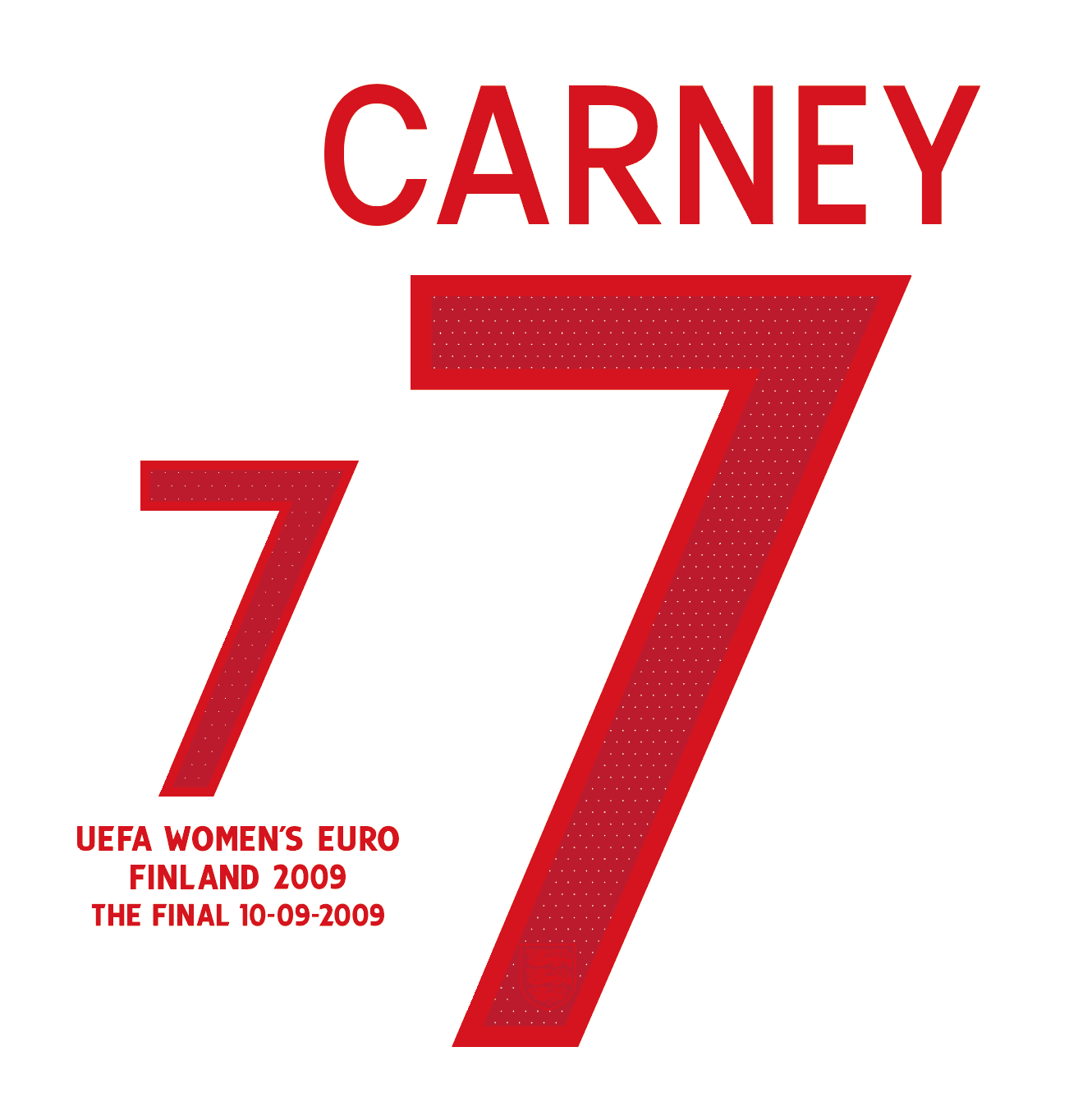 CARNEY 7 England Womens Nameset and Detail 2009 Final