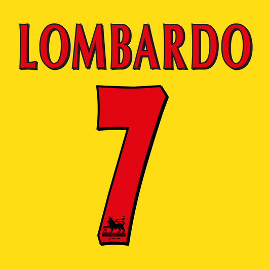 Crystal Palace Name Set 1997-98 Away Shirt LOMBARDO 7 Flock M L XL Football