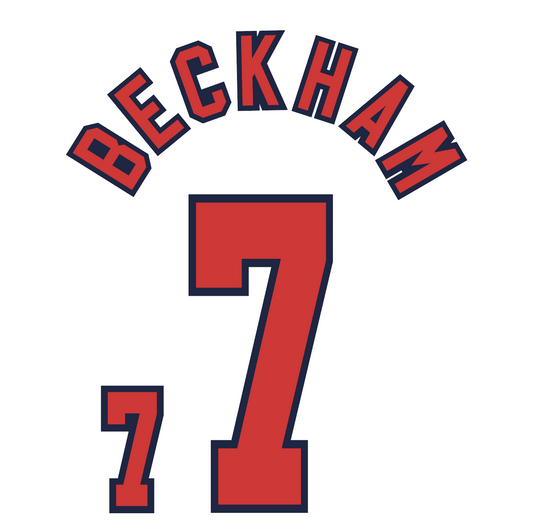 England Name Set 1998 Home 98 ANY NAME/NUMBER Flock Home Shirt Beckham Scholes