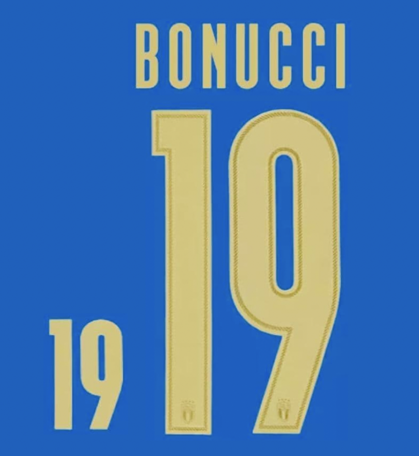 意大利姓名号码套装 BONUCCI 19 欧元 2020 主场足球球衣 ML XL