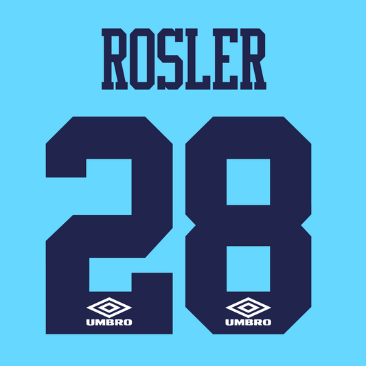 Manchester City Name Set 1994-95 ANY NAME NUMBER Flock Shirt Rosler Kinkladze