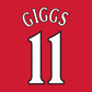 Manchester United Name Set 1999-00 CL Home Shirt ANY NAME/NUMBER Flock Giggs M