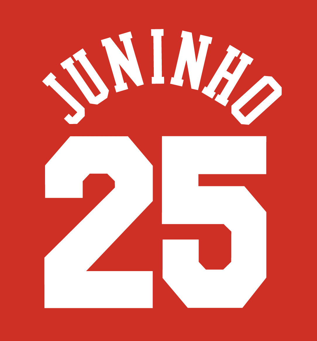 Middlesbrough Name Set 1995-96 Home Shirt JUNINHO 25 Flock M L XL Errea Football