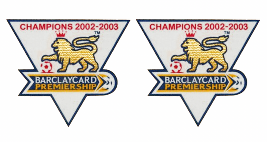 Premier League Champions 02-03 Patches Sleeve Badges Flock Player Size 2002 2003