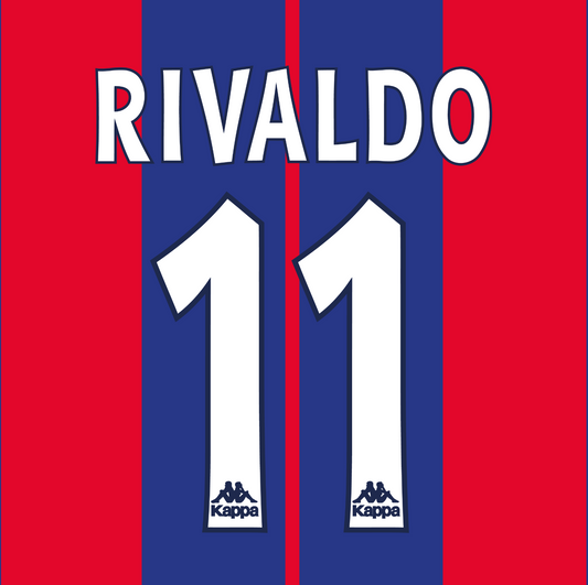 Barcelona 1997-98 Name Set Home Shirt ANY NUMBER Rivaldo Guardiola Ronaldo